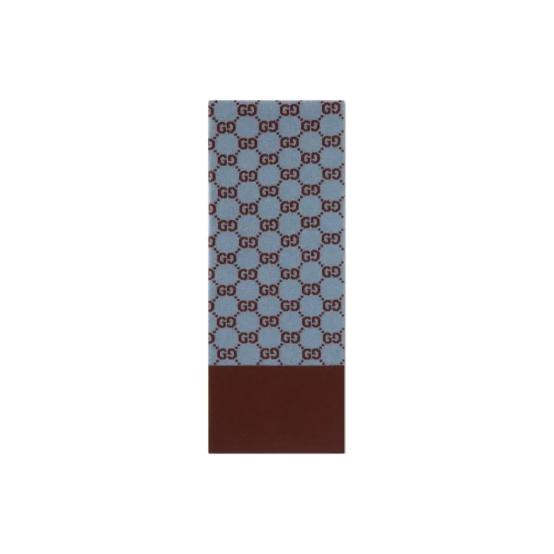 GUCCI Wool Knit Scarves Unisex Light Blue-0
