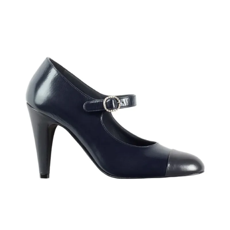 CHANEL High Heels Women's Marine Blue-1