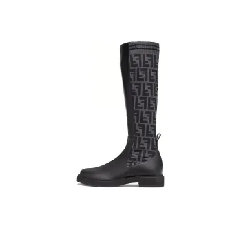 FENDI Rockoko Long Shaft Boots Women's Black Gray