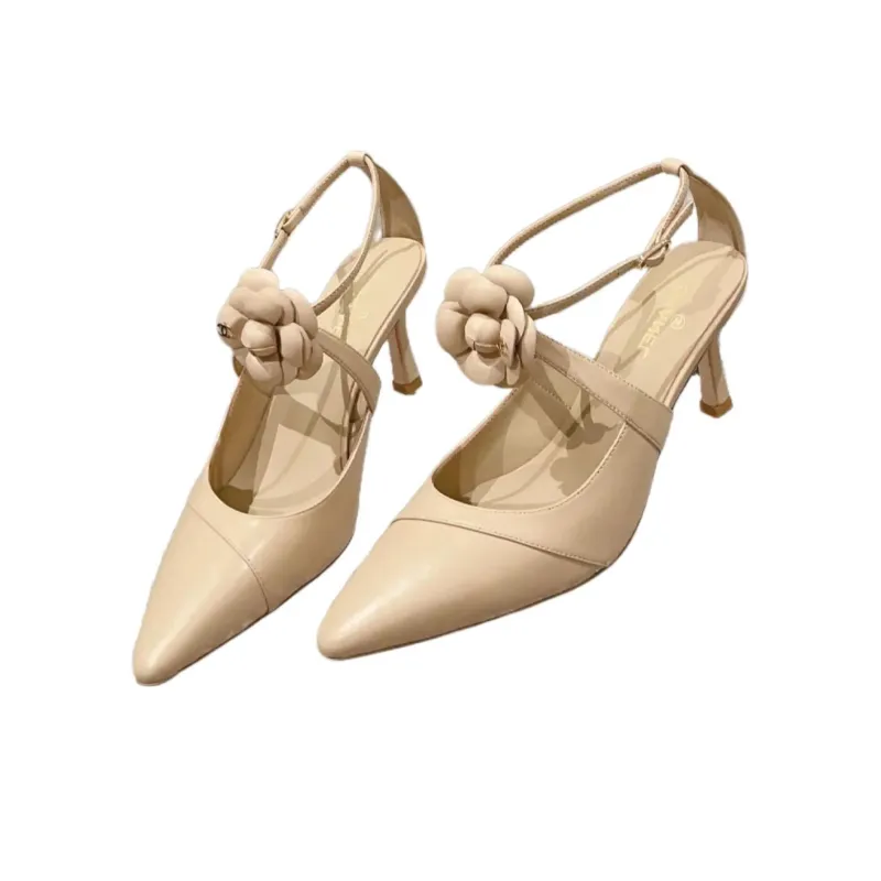 CHANEL Slim Heel High Heels Women's Beige-2