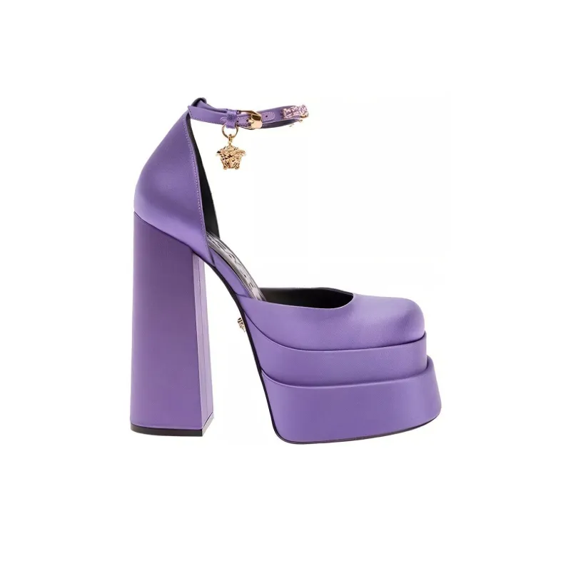 VERSACE Medusa Aevitas 155mm Platform Pumps Lilac Satin-1