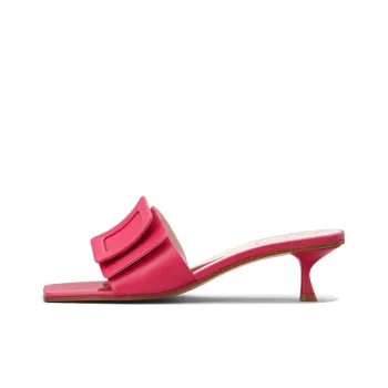 Roger Vivier Covered Buckle Slim Heel Slide Slippers 5.5cm Women's Pink