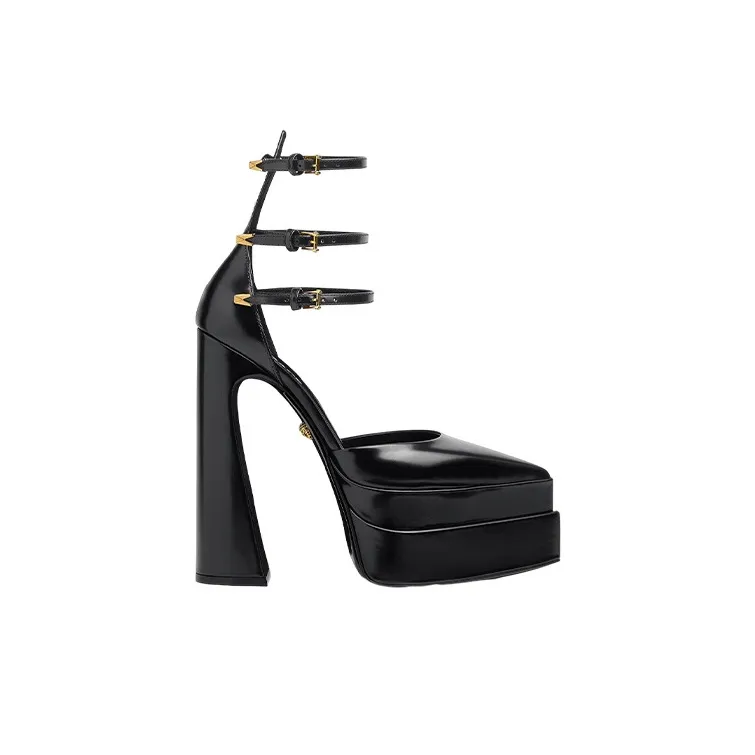 VERSACE Aevitas 160mm Pointy Platform Pumps Black Patent Leather-1