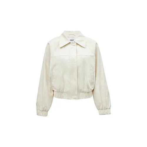 ONLY Cropped Coat Women's Cui Xi Print Milk White