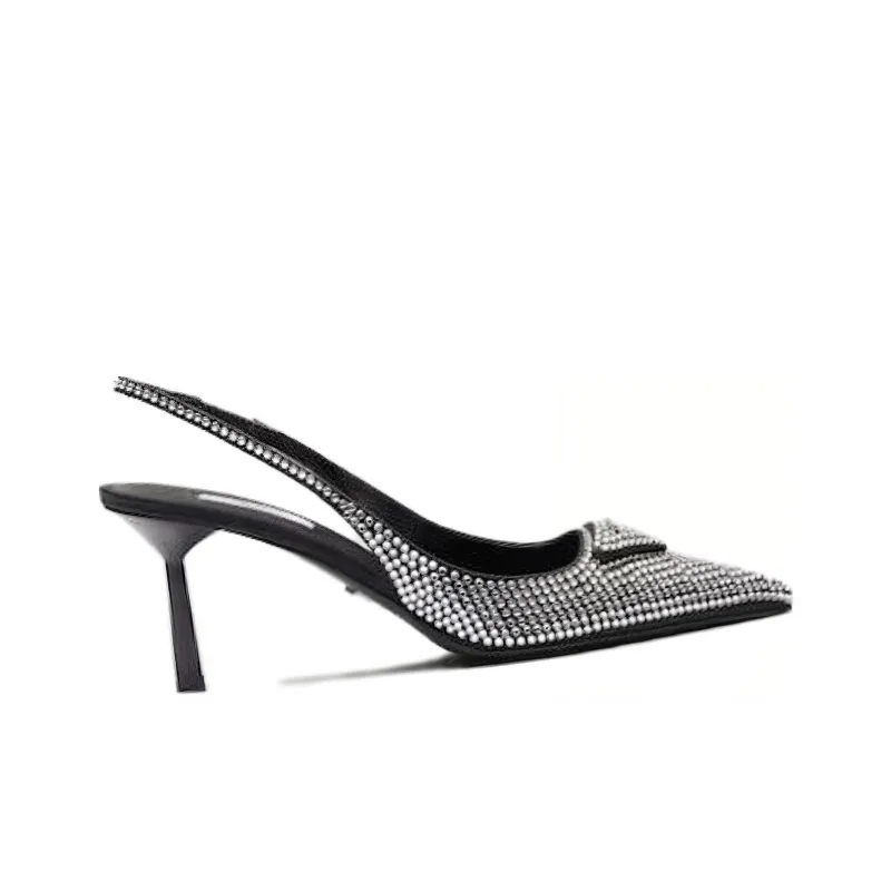 PRADA Slim Heel High Heels 7.5cm Women's Silver-1