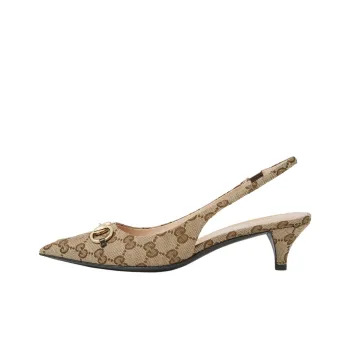 GUCCI Double G 24 Spring And Summer Collection Cone Heel High Heels 4.5cm Women's Brown