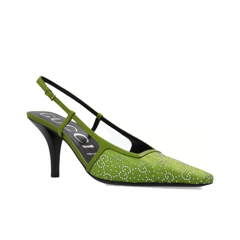 GUCCI Slim Heel High Heels 7.5cm Women's Green-1