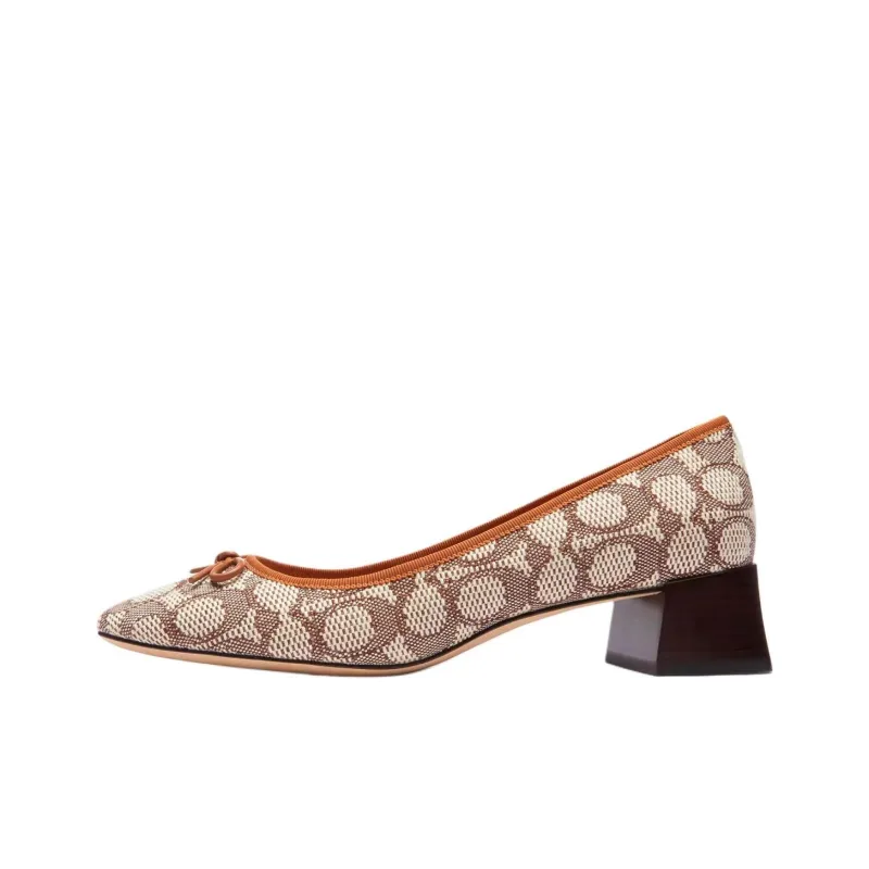 COACH Ava Chunky Heel High Heels 4cm Women's Brown-0