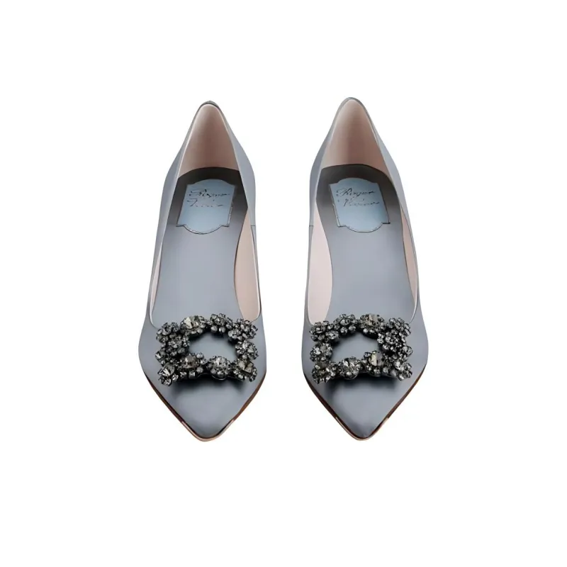 Roger Vivier Efflorescence Slim Heel High Heels 6.5cm Women's Gray Blue-3