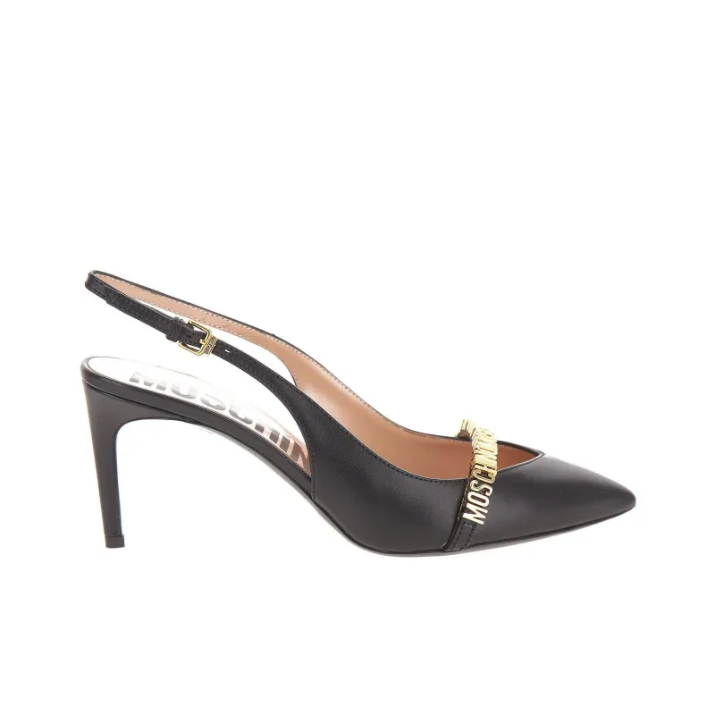 MOSCHINO 85mm Logo-lettering Slingback Pumps-1