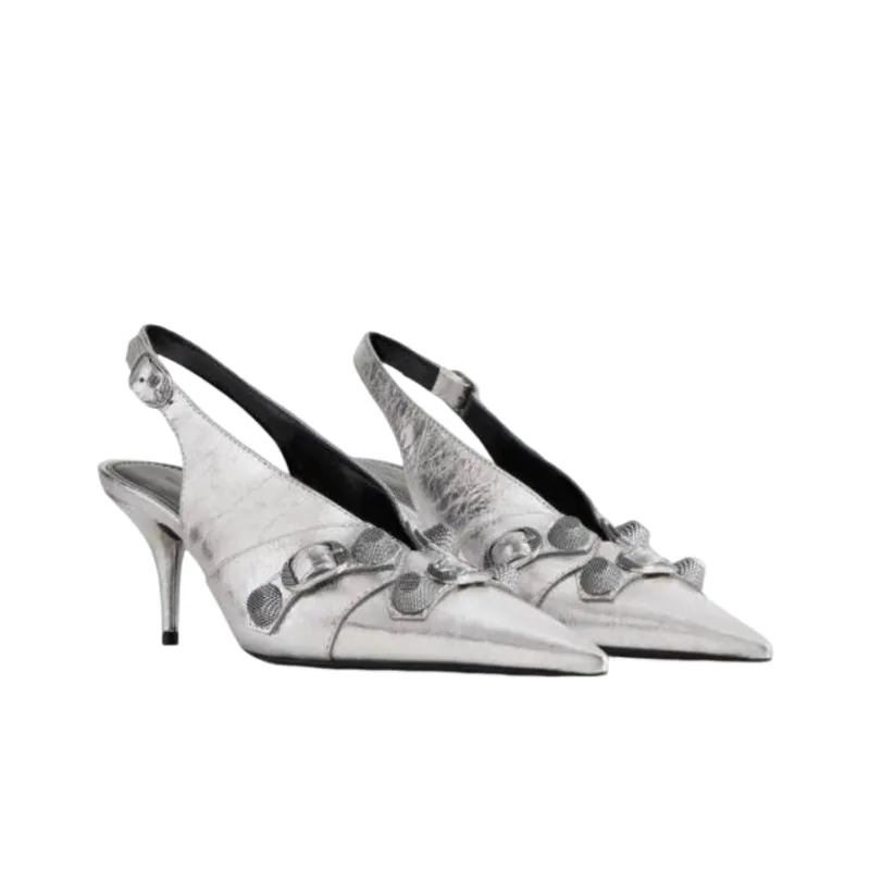 Balenciaga Knife Slim Heel High Heels Women's Silver-1