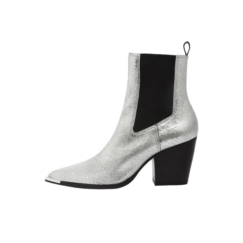 Schutz Short Chelsea Boots 8.3cm Women's Silver-0
