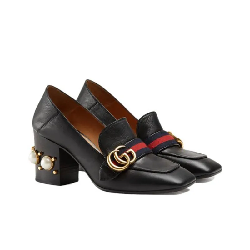 GUCCI 80mm Pearl Heel Leather Pumps-2