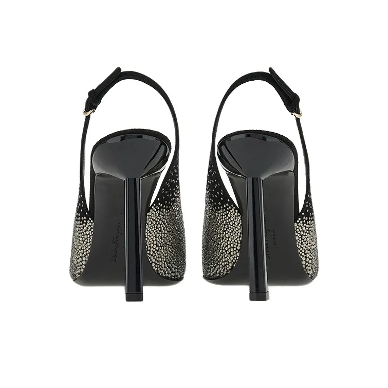 FERRAGAMO Slim Heel High Heels 10cm Women's Black-4