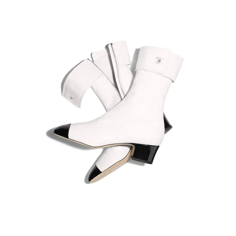 CHANEL Ankle Boots Women's Ivory White-2