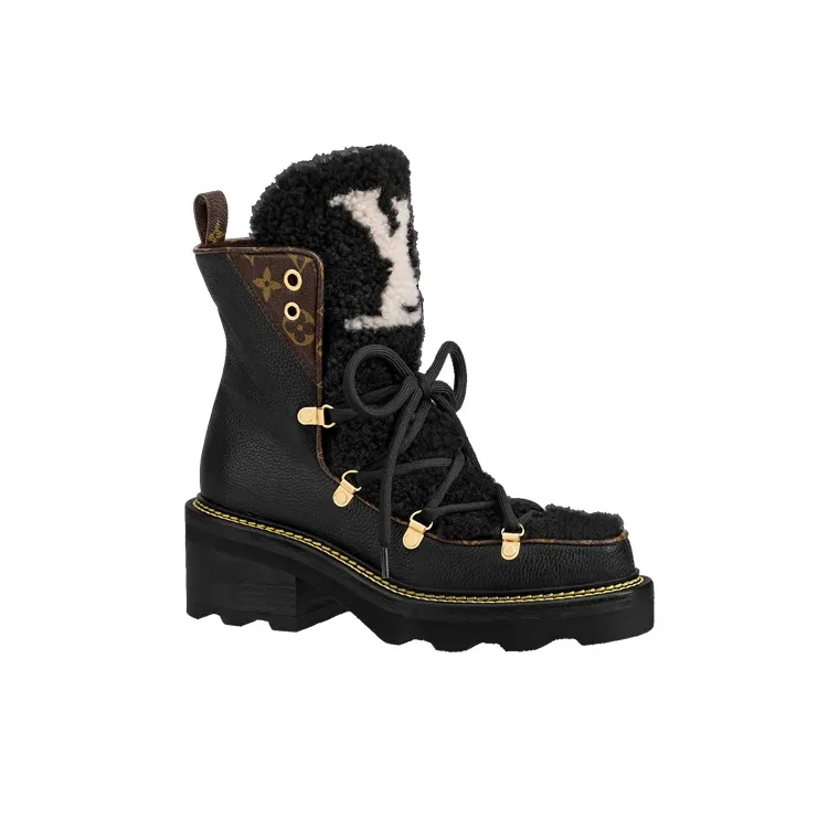 LOUIS VUITTON Beaubourg Ankle Boots Women's Mid-Top Black-1