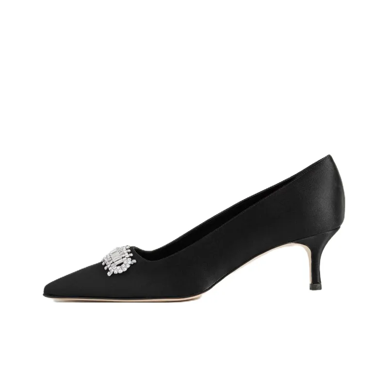 MANOLO BLAHNIK Bottara Slim Heel High Heels 5cm Women's Black-0