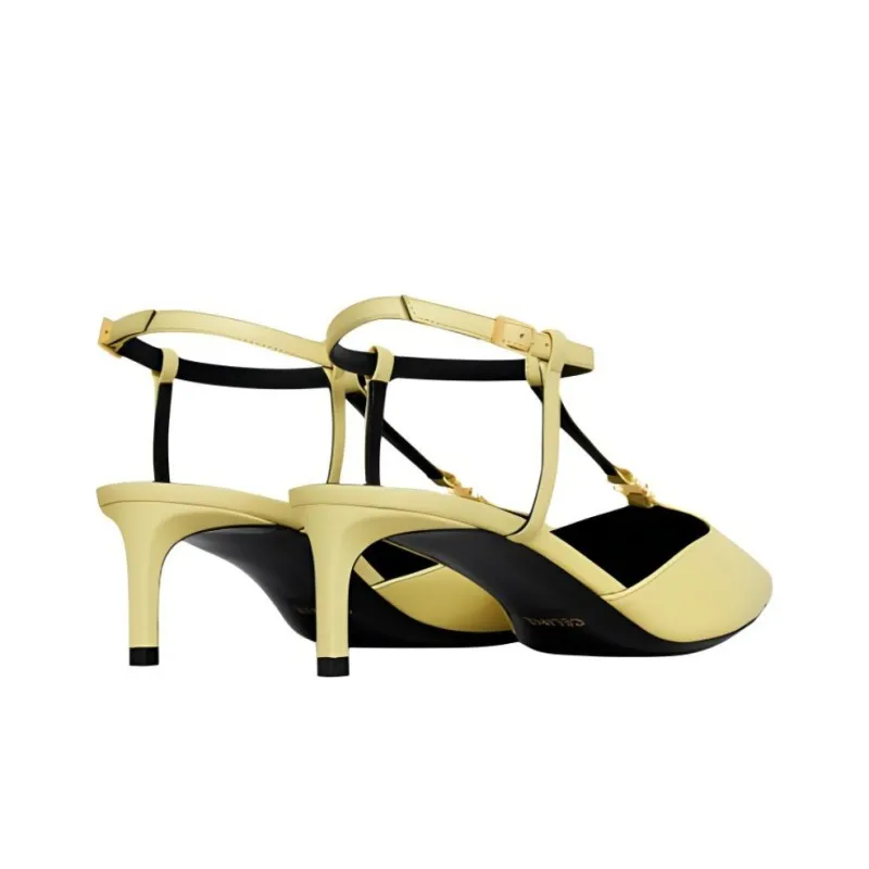 CELINE KITTEN Slim Heel High Heels 5cm Women's Yellow-2