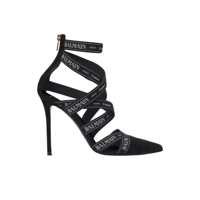 BALMAIN Couture Ribbon Crossover Strap Pumps-1