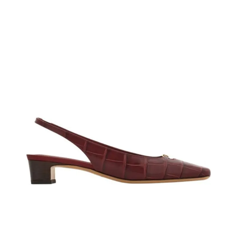 FERRAGAMO Block Heel High Heels 3cm Women's Red-1