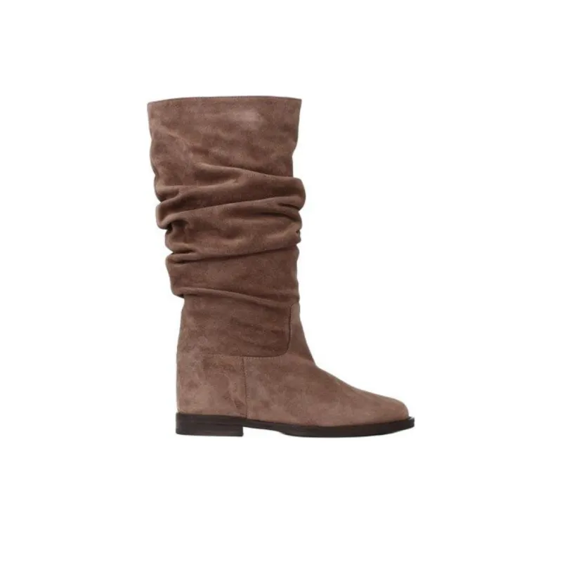 Via Roma 15 Pleated Knee high Boots Women's Brown-1