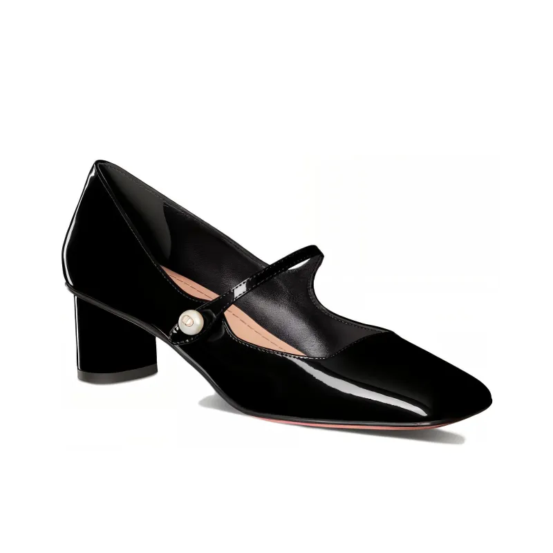 DIOR Jolie Dior Chunky Heel High Heels 5cm Women's Black-2