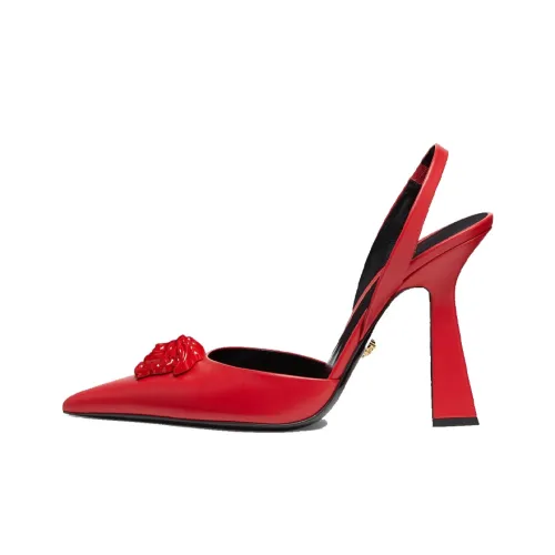 VERSACE La Medusa Irregular Heel High Heels 12cm Women's Red