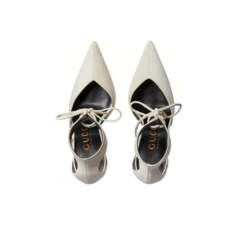 GUCCI High Heel Pump With Ankle Cuff White Women's-1