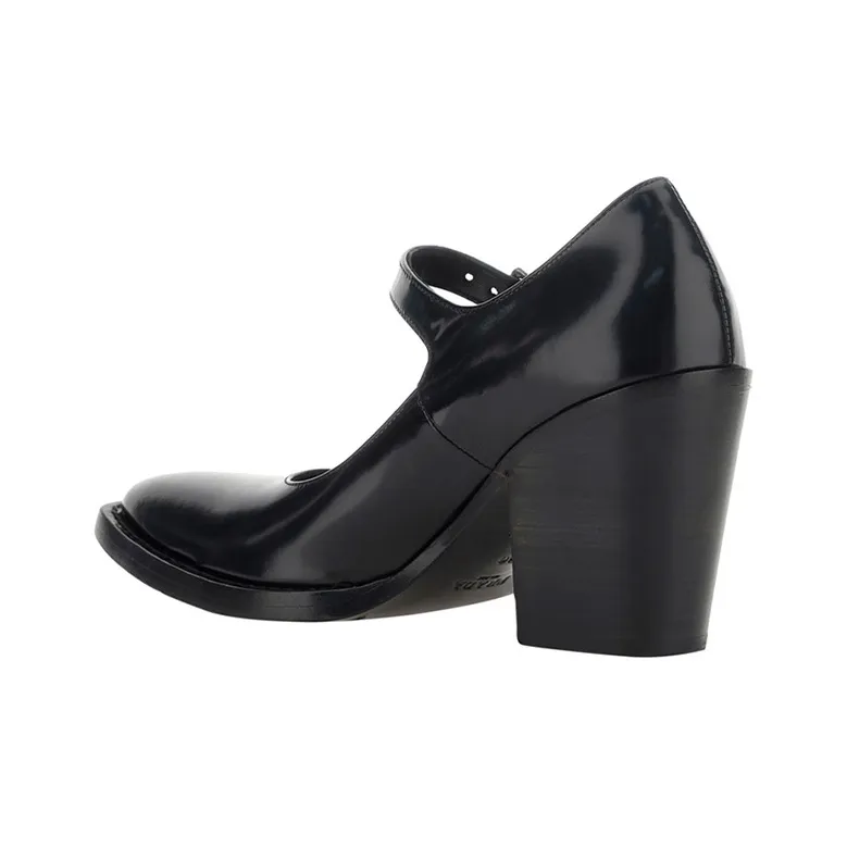 PRADA Chunky Heel High Heels Women's Black-3