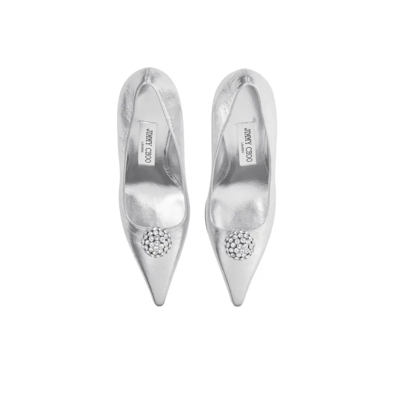 Jimmy Choo Orb Pump 95 Irregular Heel High Heels 9.5cm Women's Silver-4