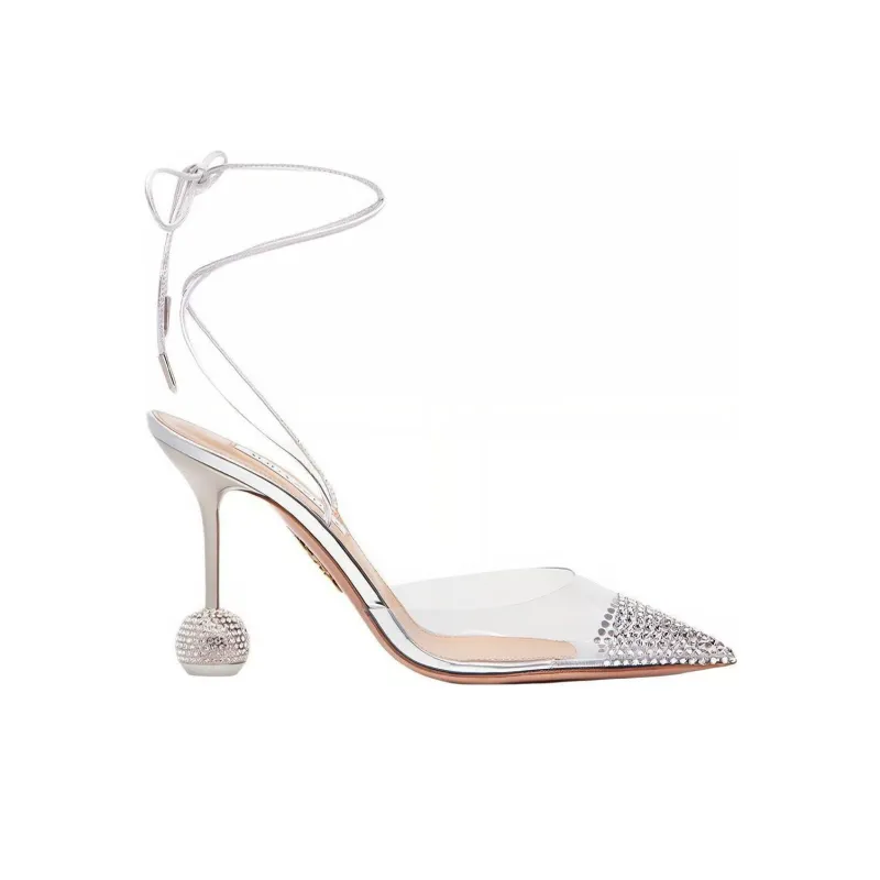 AQUAZZURA Nights Pump High Heels Women's Silver-1