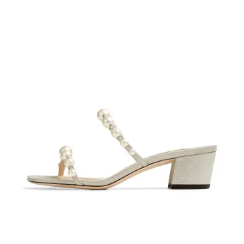 Jimmy Choo Amara 45 Chunky Heel High Heels 4.5 Women's Champagne