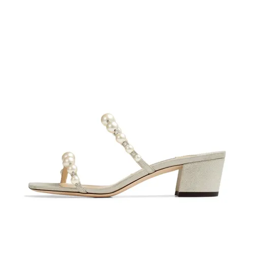 Jimmy Choo Amara 45 Chunky Heel High Heels 4.5 Women's Champagne