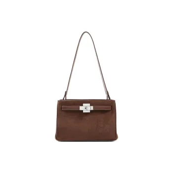 Teenmix Cow Leather Kelly Bag, Shoulder Bag, Crossbody Bag Medium Size Women's Coffee/Caramel