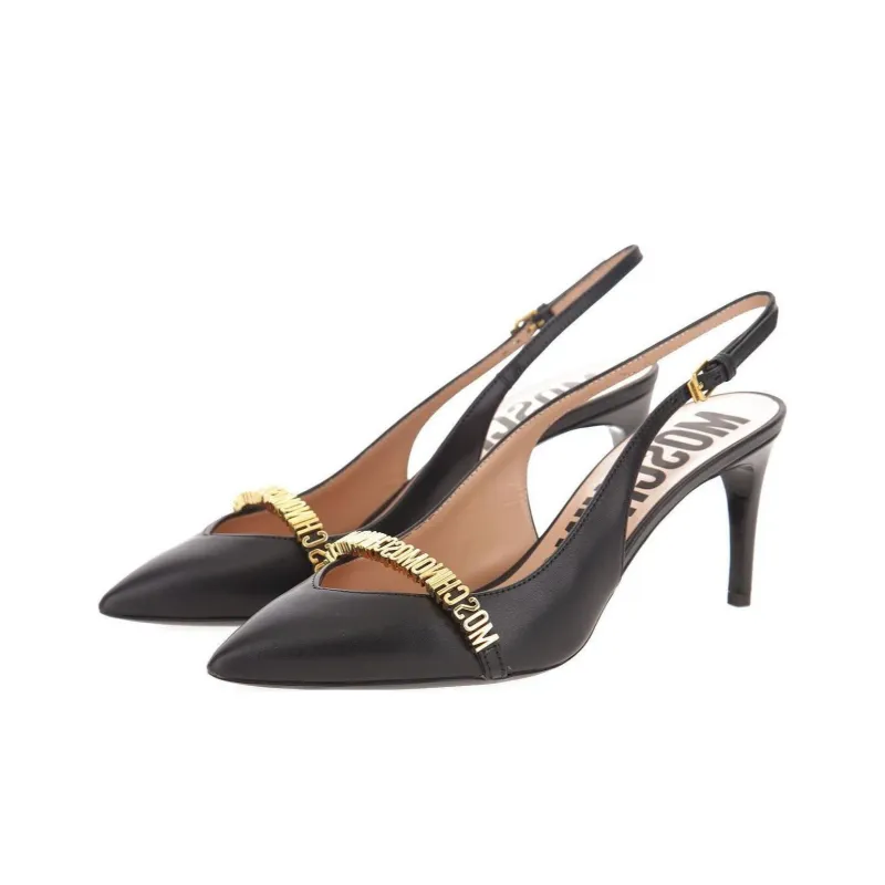 MOSCHINO 85mm Logo-lettering Slingback Pumps-2