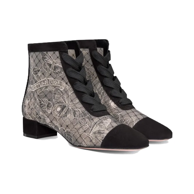 DIOR Naughtily-D Ankle Boots 3cm Women's Gray Black-2