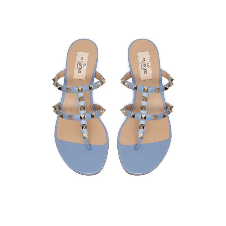 Valentino Rockstud Slim Heel High Heels 5cm Women's Blue-3