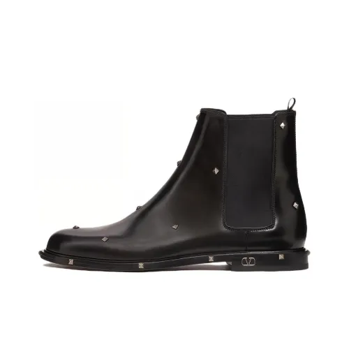 Valentino Aristopunk Ankle Length Chelsea Boots Men's Black