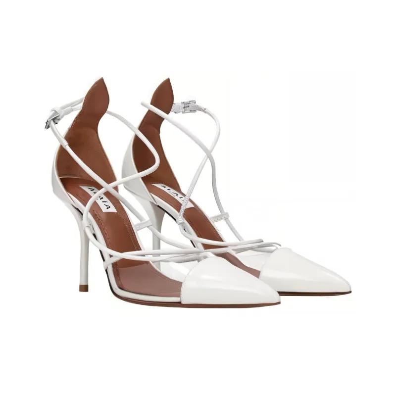 Alaia Slim Heel High Heels Women's White-2