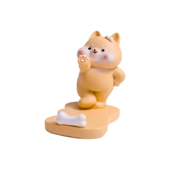 CHRROTA Healing-Themed Cartoon Elegant Dog Phone Stand Ornament Resin Craft For Binge-Watching Floor