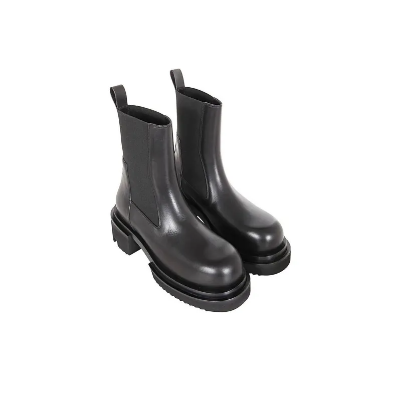RICK OWENS/RO Beatle Bogun Short Chelsea Boots Men's Black-2
