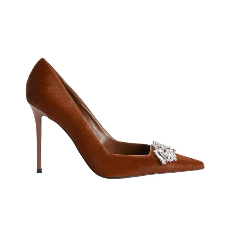 Giuseppe Zanotti/GZ Raquel Crystal Slim Heel High Heels 10.5cm Women's Brown-1