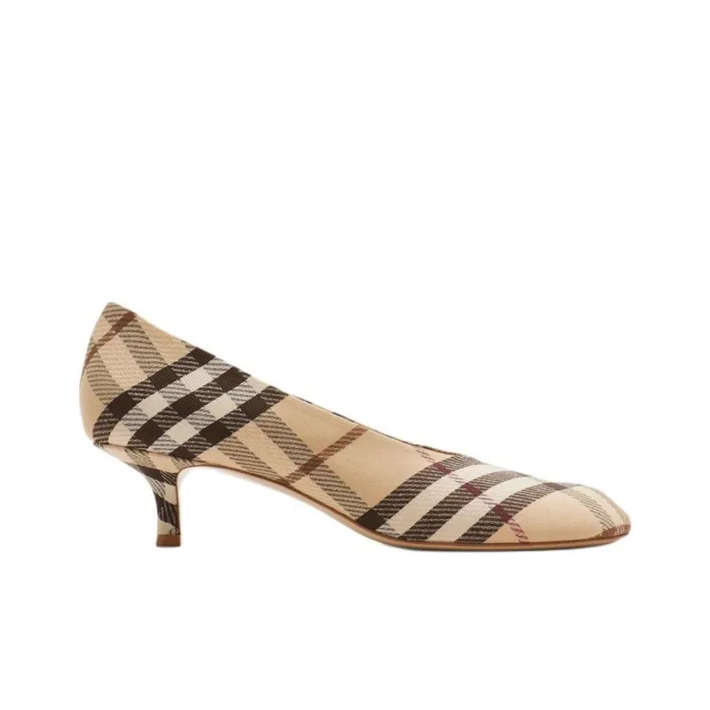 Burberry Check Slim Heel High Heels 4.5cm Women's Light Brown-1
