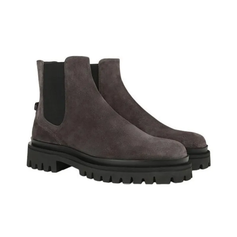SERGIO ROSSI SR SIGNATURE Short Chelsea Boots Men's Gray-2