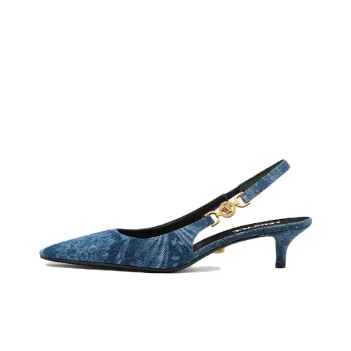 VERSACE 40mm Barocco print Denim Pumps