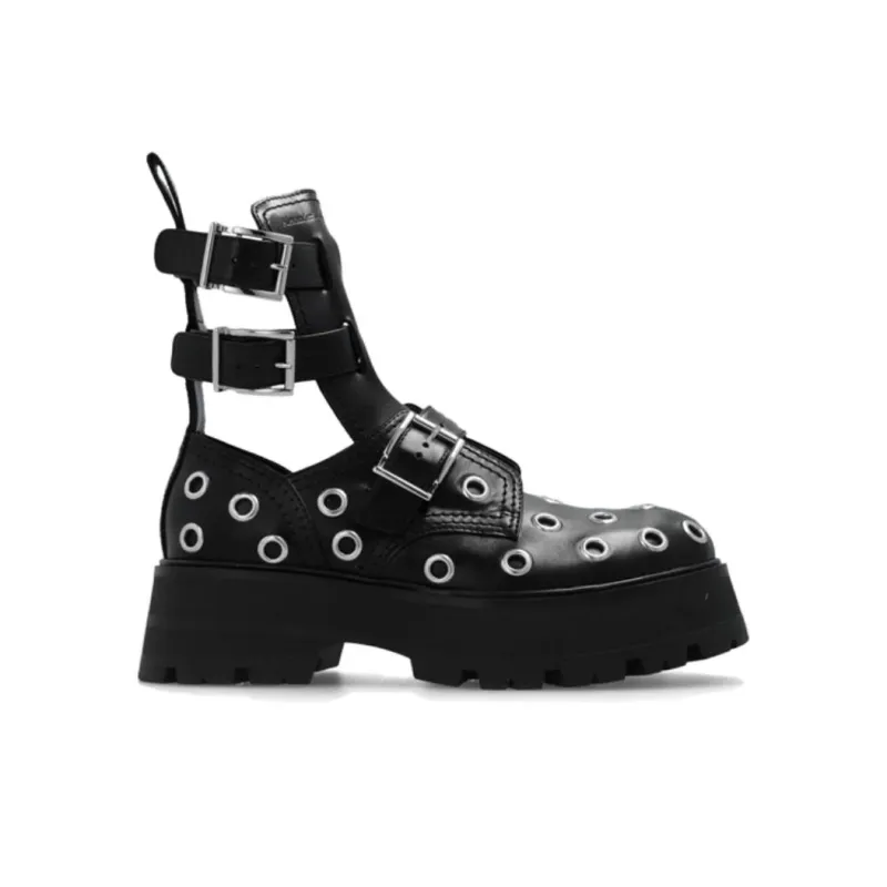 Alexander McQueen Eyelet Detailed Strappy Boots Women's-1
