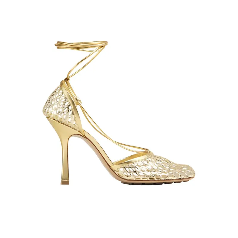 Bottega Veneta Stretch Slim Heel High Heels Women's Gold-1