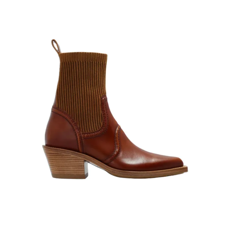 Chloe Nellie Texan Ankle Boots 6.5cm Women's Brown-1