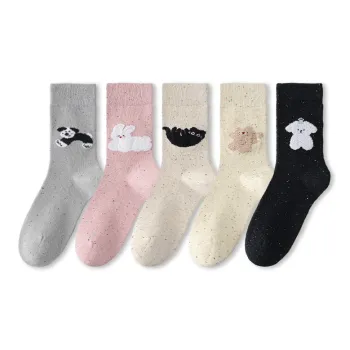COTTON CHEESE Mid Calf Socks Unisex 5 Pack Plush Journal