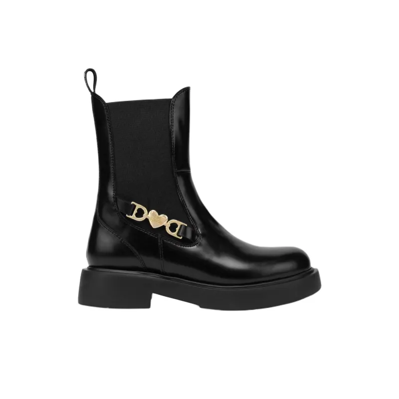 LOVE MOSCHINO City Love Short Chelsea Boots 4cm Women's Black-1